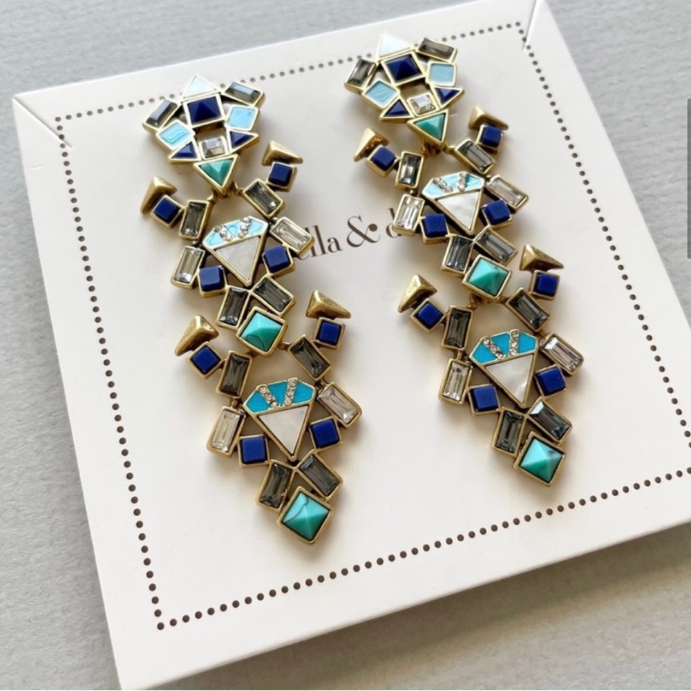 Stella & Dot Stone Tile Chandelier Earrings